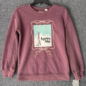 Colorful Planet Kids S 7/8 Sweatshirt Mauve Après Ski Bow Waffle Knit Pullover